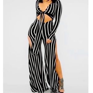 Jumpsuit front tie with side slits